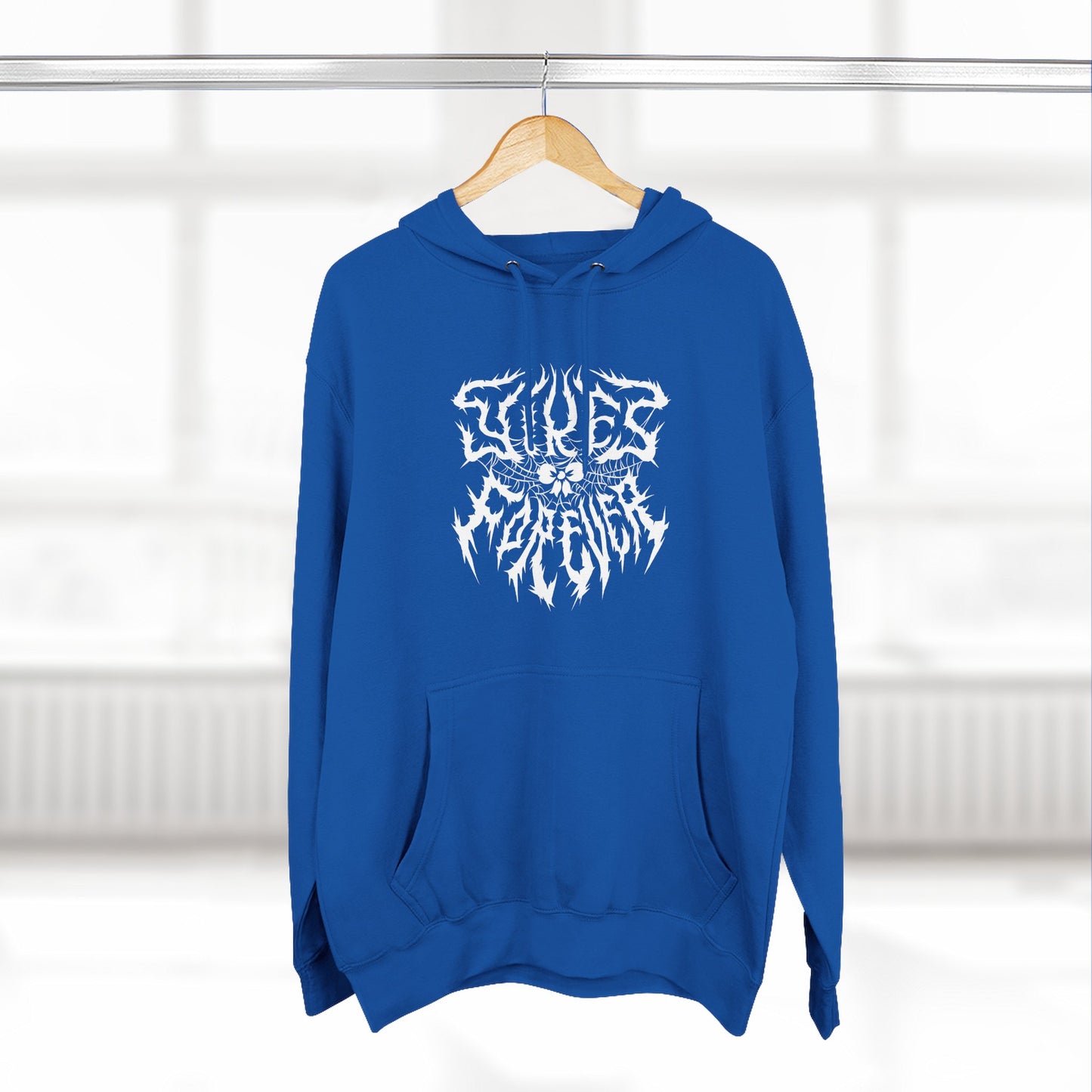 Yikes Forever Fleece Hoodie light text on dark background