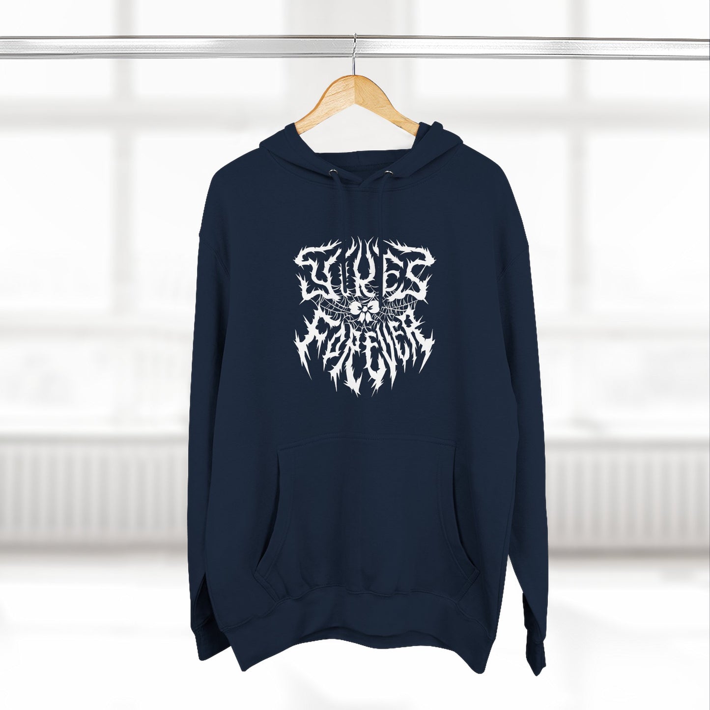 Yikes Forever Fleece Hoodie light text on dark background