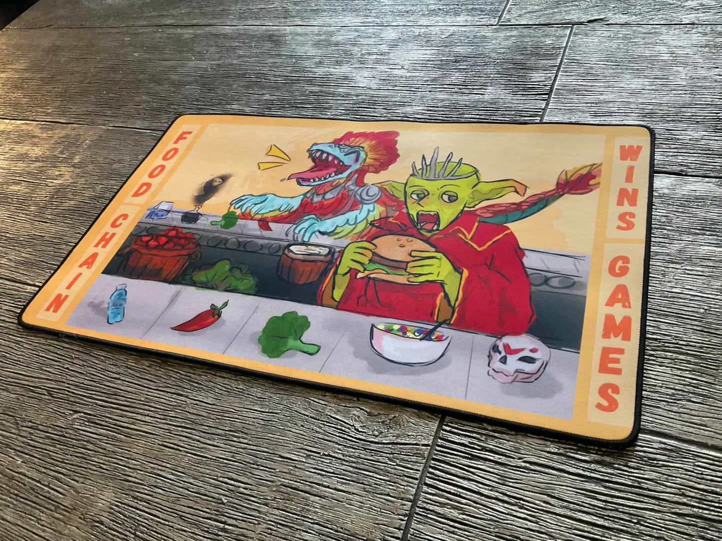 "Food Chain Wins Games" 24 x 14 MTG Playmat