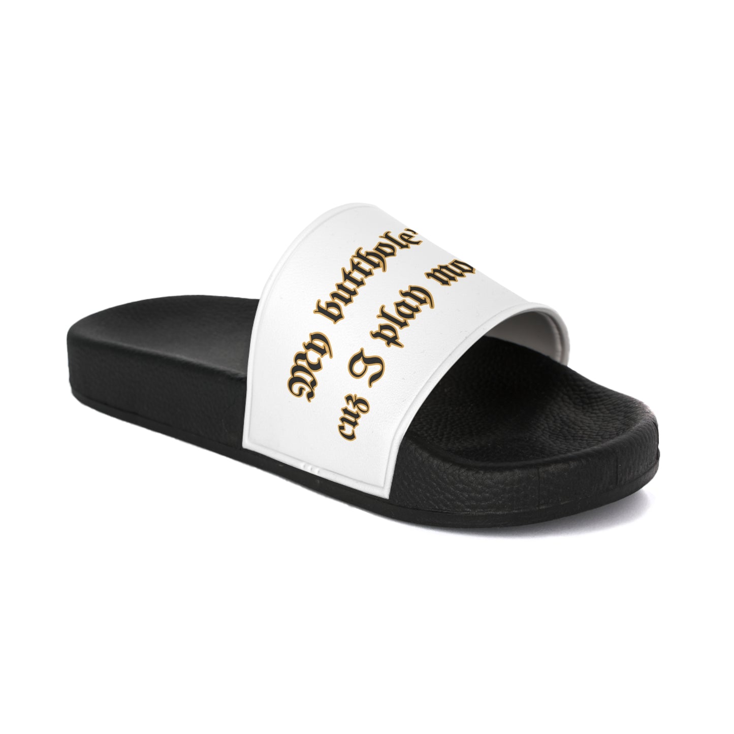 "My butt...mono white" Slide Sandals