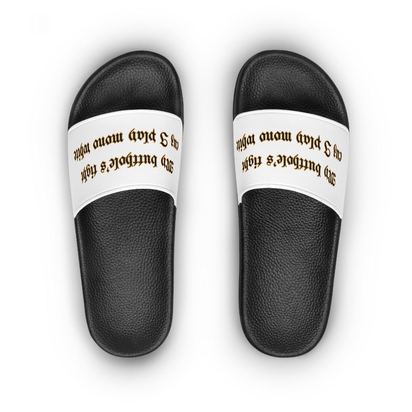 "My butt...mono white" Slide Sandals