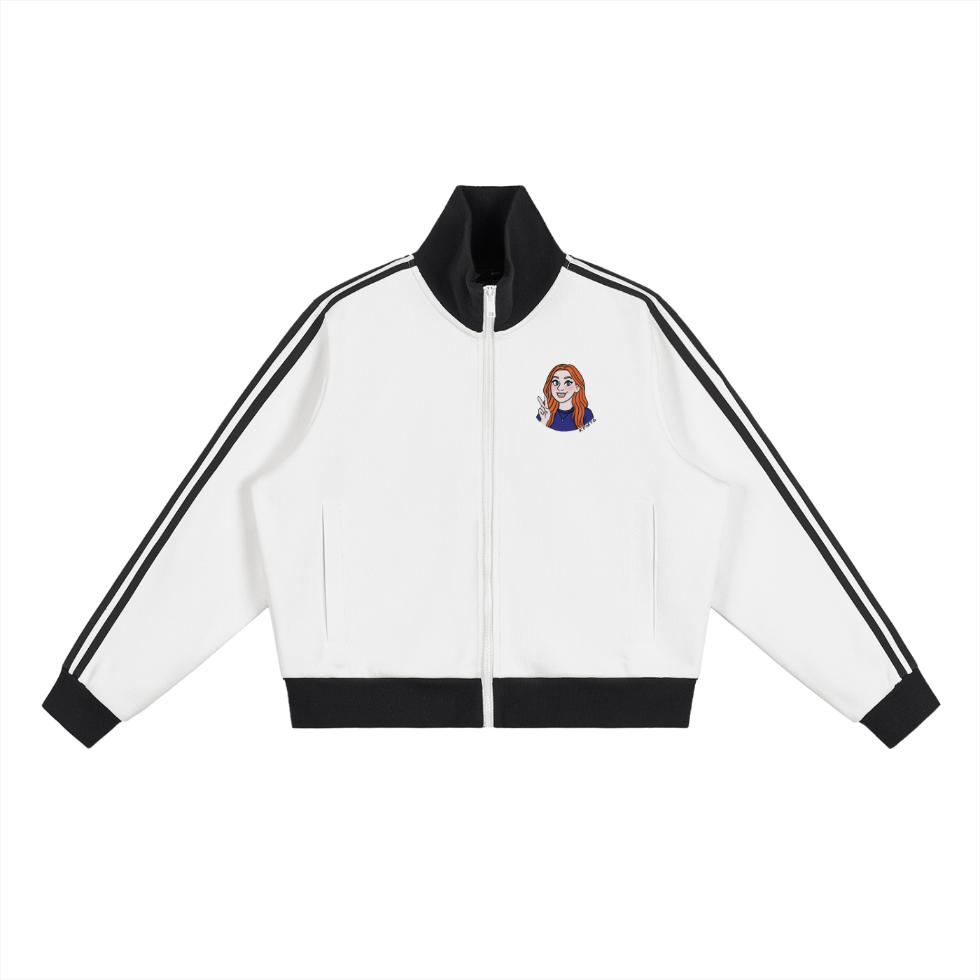 KP Stripe Fleece Cropped Track Jacket