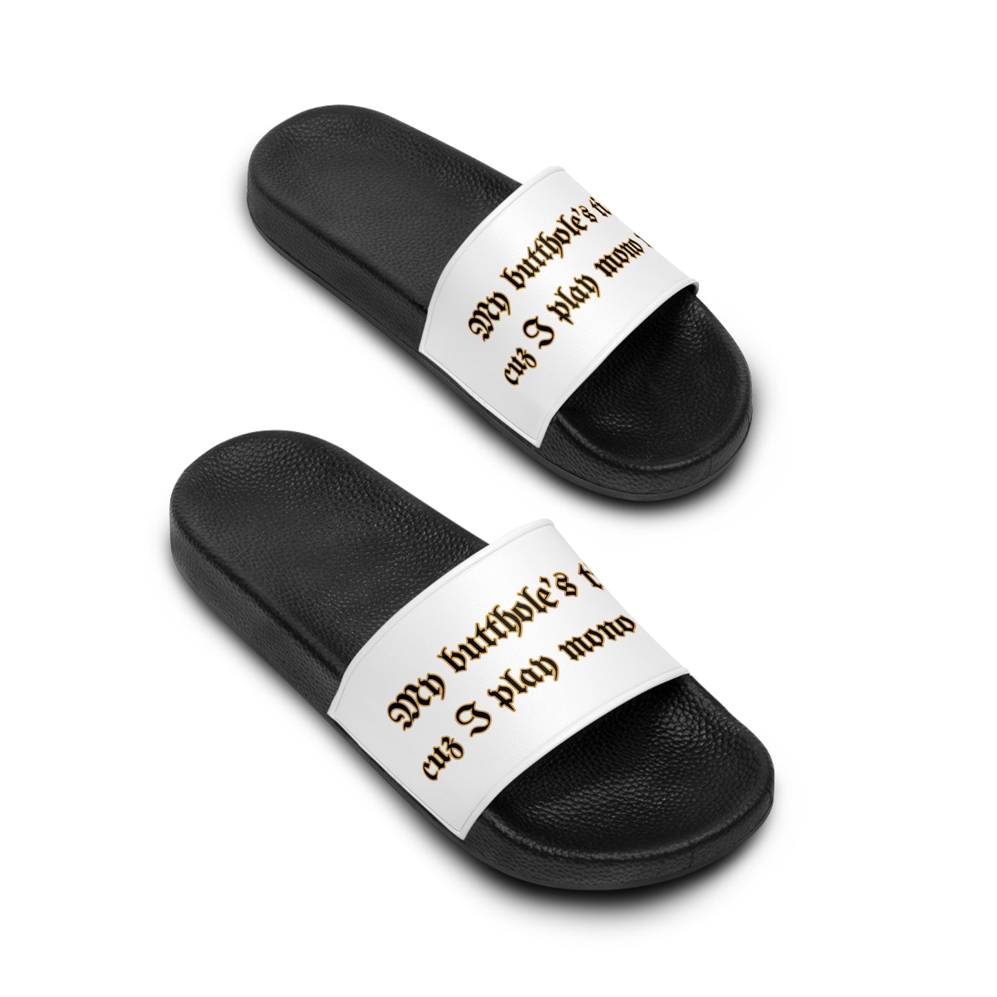 "My butt...mono white" Slide Sandals